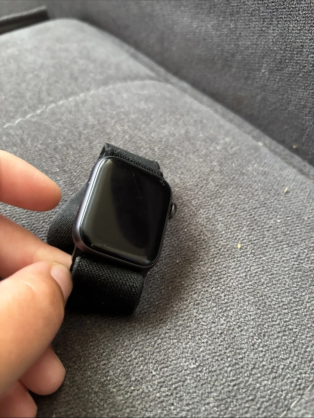 Apple Black Smartwatch with Black Nylon Loop Band- series 6 40mm